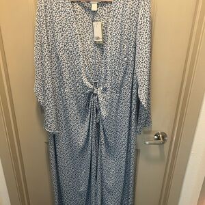 Blue and White Floral Maxi Dress